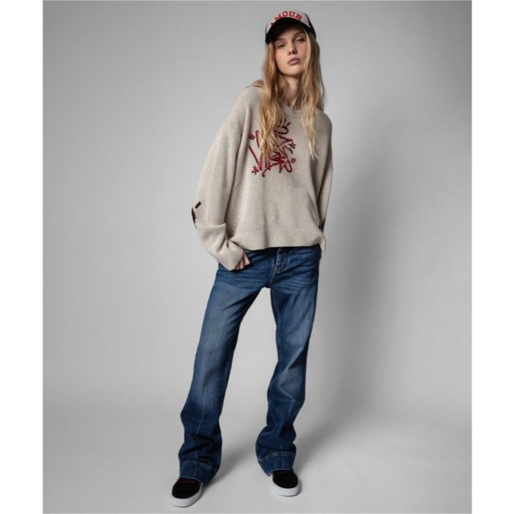 ZADIG & VOLITARE Markus Jormi Grafitti Cashmere Sweater XL *FLAW